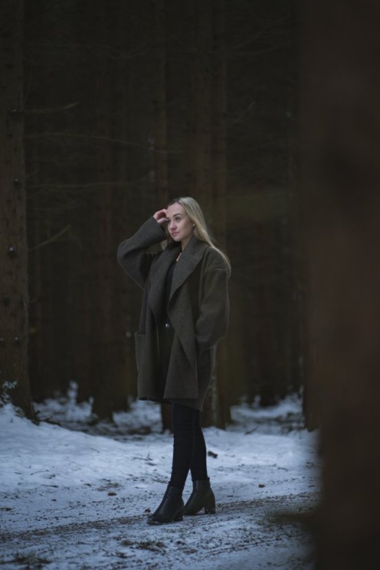 paleto LORA (wool) - khaki dark - Velikost: S/M