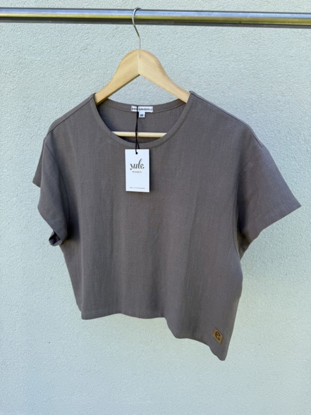 tričko SIA crop - Barva: taupe, Velikost: XS