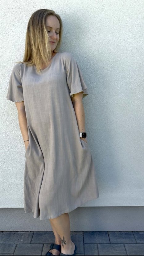 šaty ALEX - různé barvy - Barva: béžová, Velikost: S